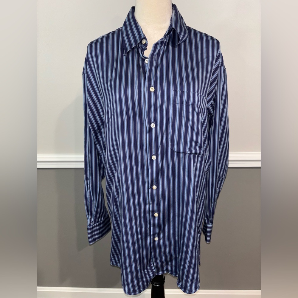 Burberry Men's Blue Striped Shirt